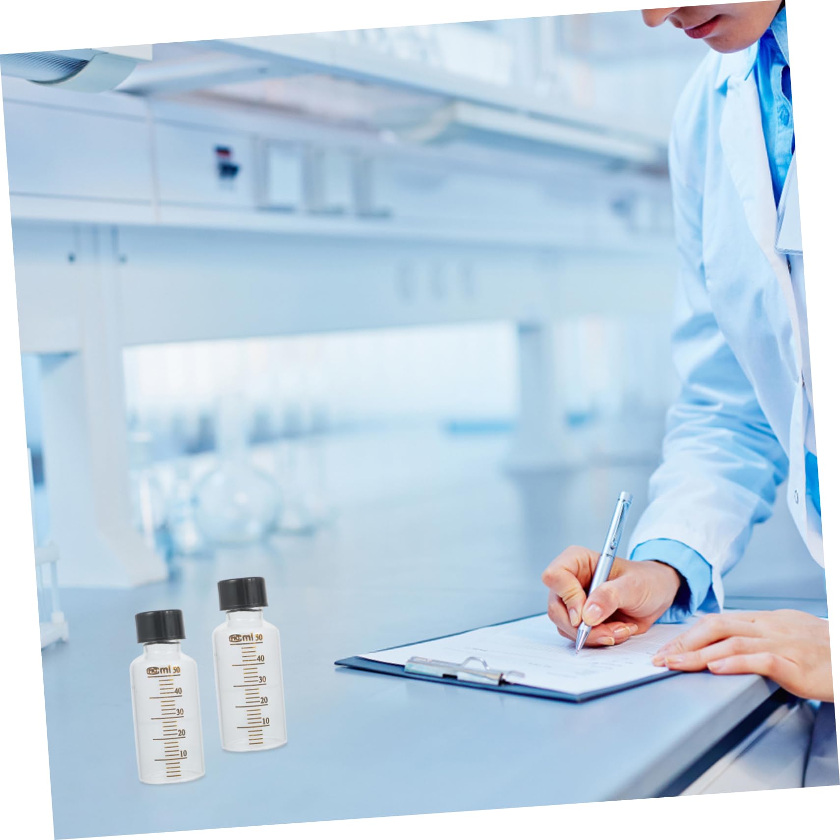 SOLUSTRE 2pcs 50ml Glass Headspace Bottles Screw Caps Leak-proof Liquid Sample Vials for Labs