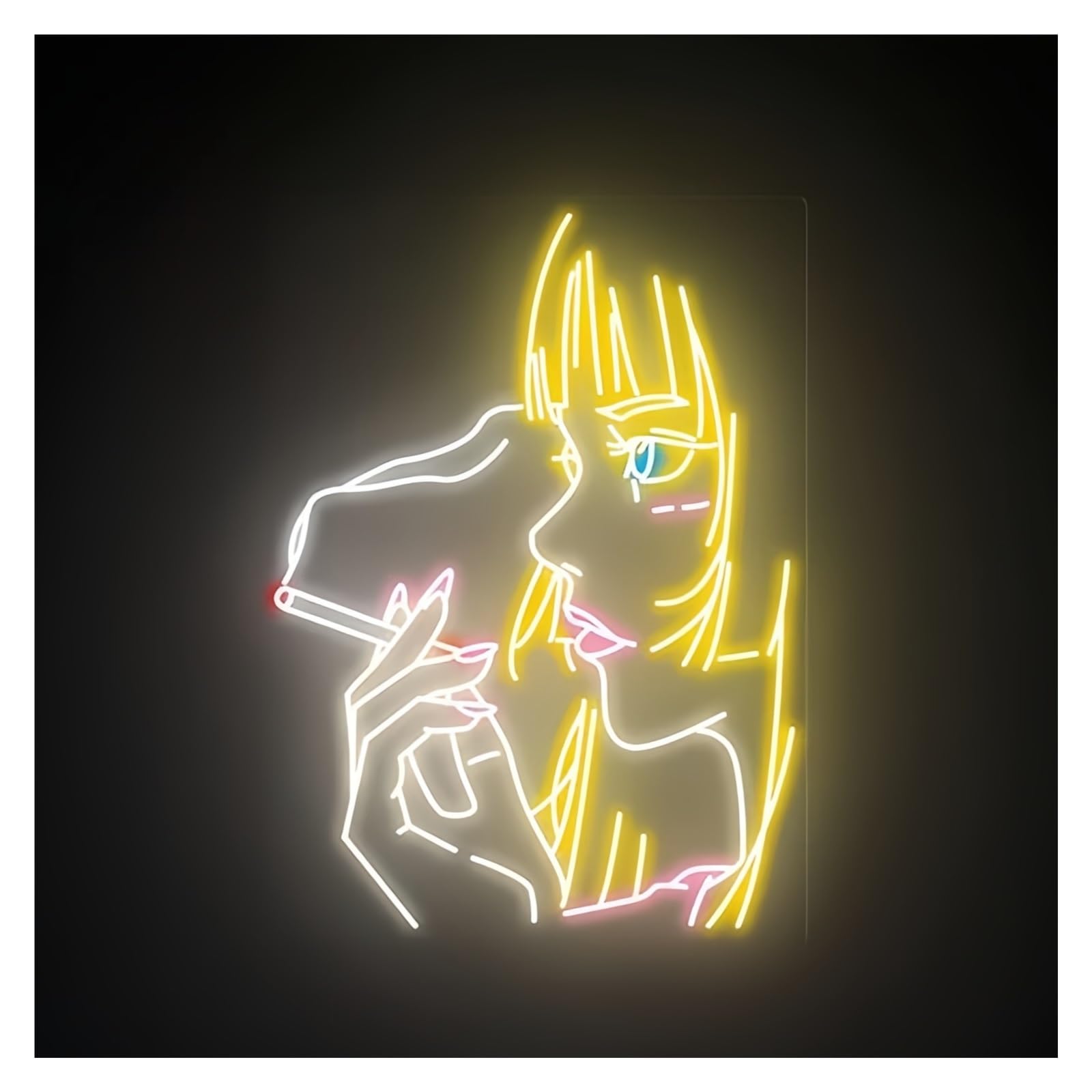 Lemst Girls C Signs Lamp Woman Face Neon Signs Usb Powered, Night Lamp Adjustable Brightness Smoking Neon Lights For Wall Decor 60Cmx45cm(C)