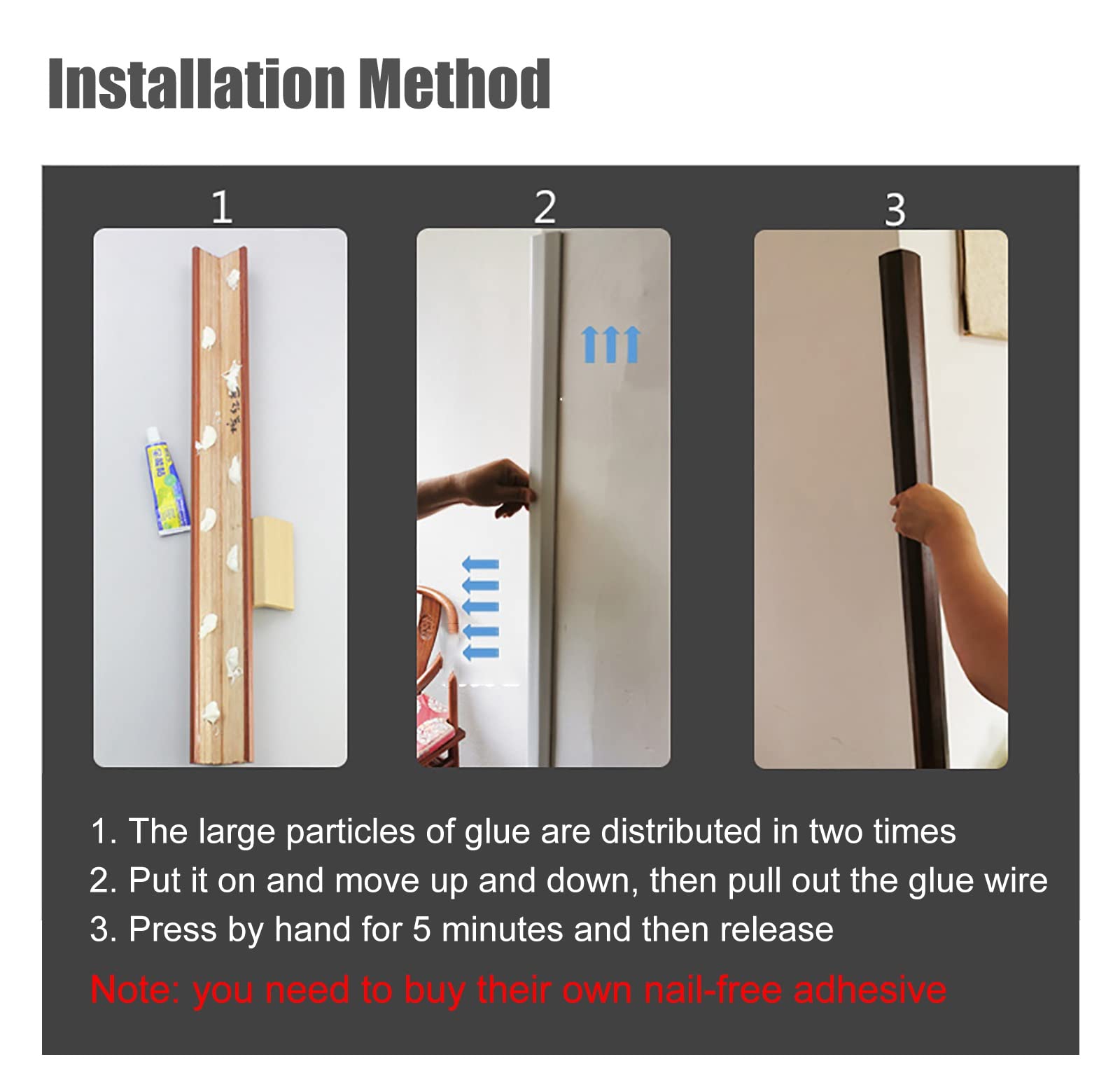 Paraspigoli da parete in legno, extra largo, 5 cm, impermeabile, 80 cm, strisce protettive per casa, ufficio, cucina, soggiorno