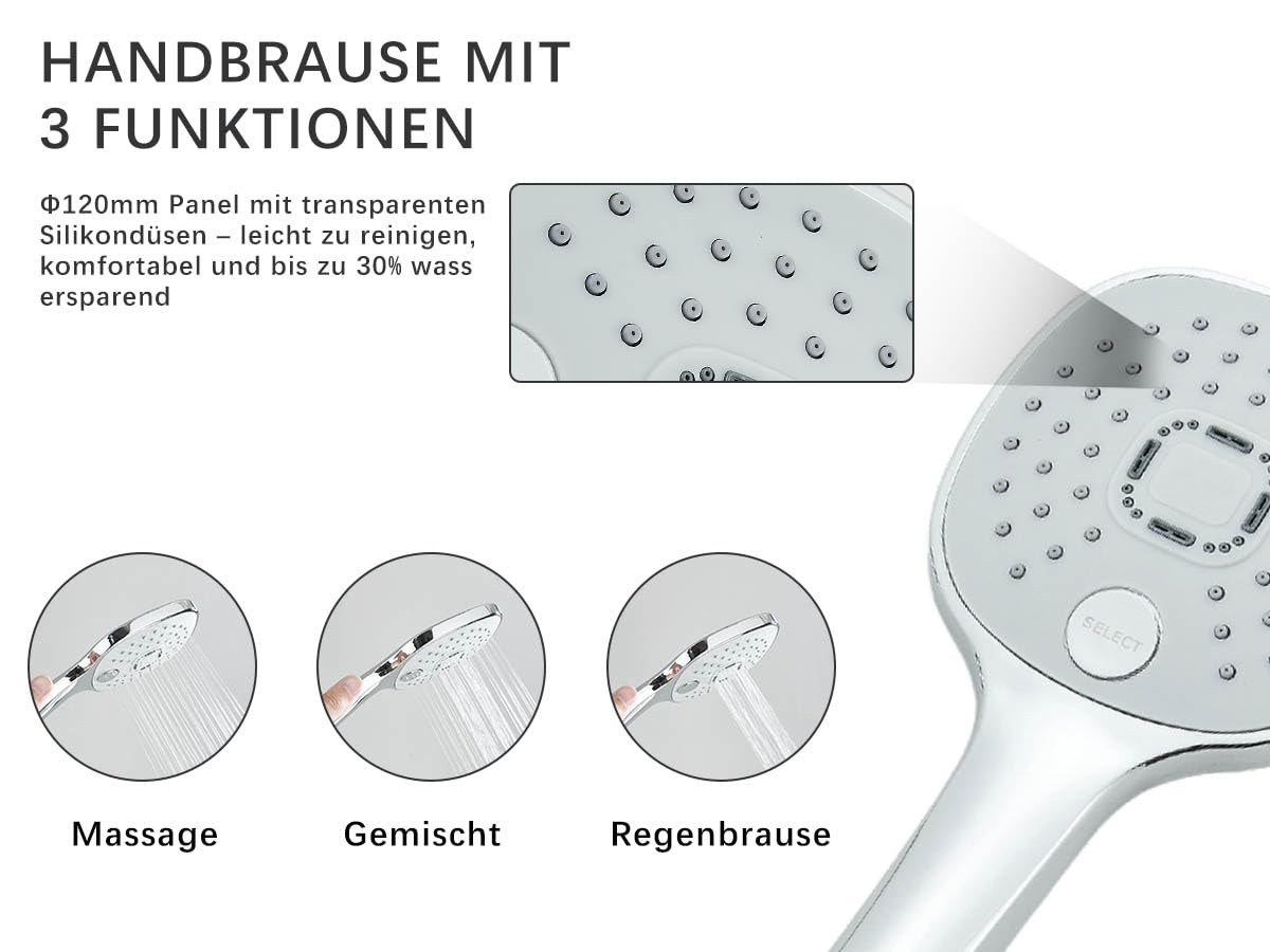 Edelstahl Duschsystem ohne Armatur Regendusche Duschset Wassersparend