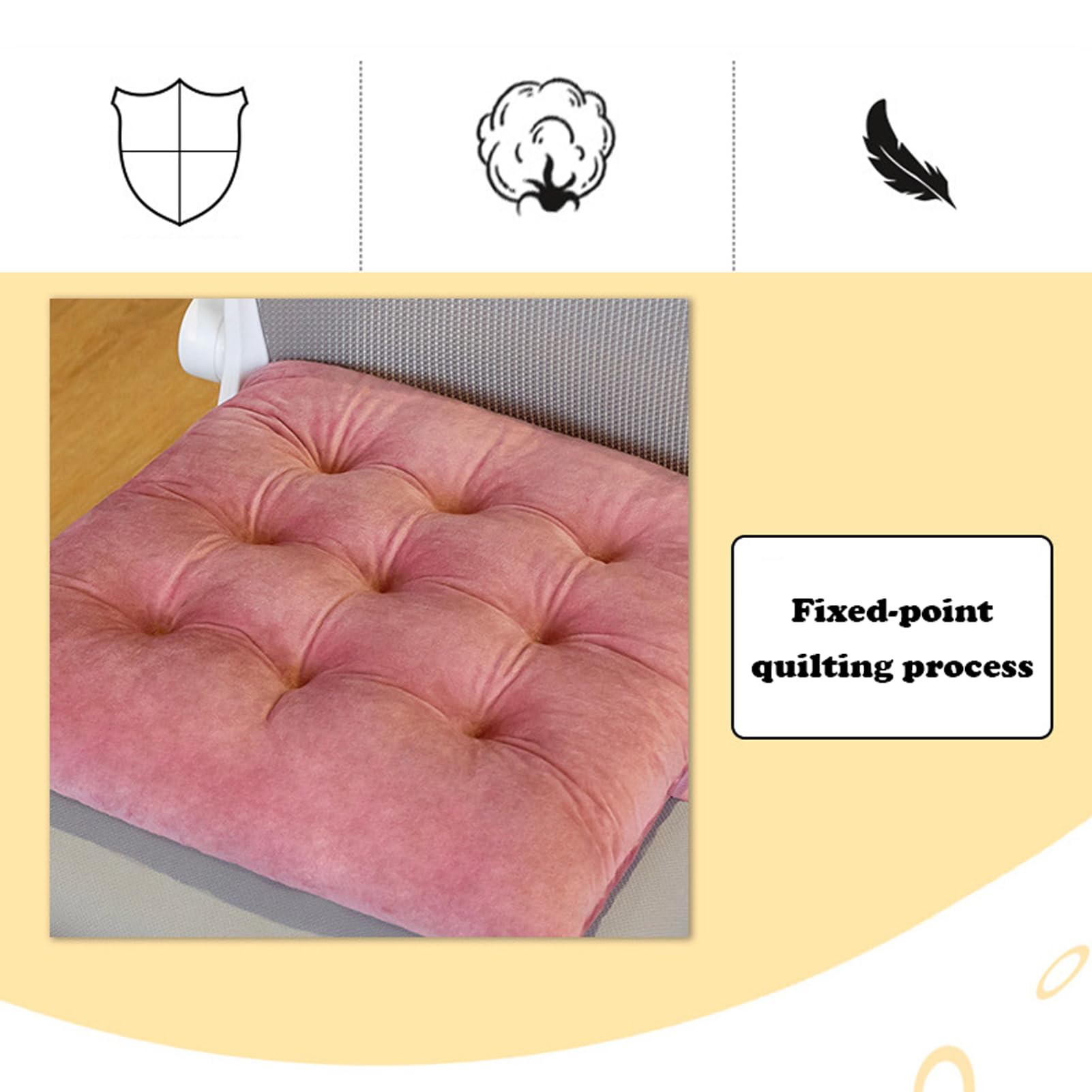 NZPOST Set di 8 Cuscini per sedie da Cucina in Velluto con Lacci, Cuscini Quadrati Spessi in Memory Foam per Sala da Pranzo
