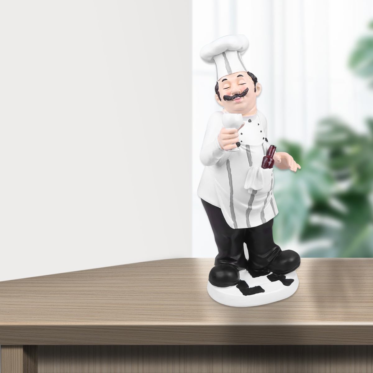 HOMSFOU Statuetta da Chef in Resina Decorativa per Cucina e Casa, Ornamento da Chef Stabile per Tavolo Bar e Ristorante, Scultura in Stile Europeo per Panetterie e Bistrot