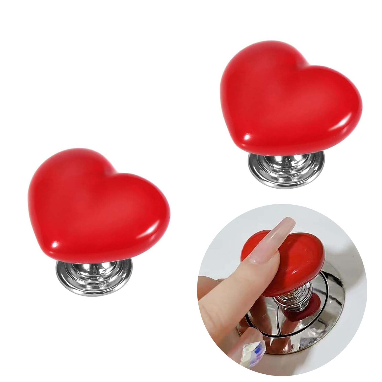 CIXVOEMK Toilet Button Pusher, PP Material, Home Push Button Helper (2PCS-Red)