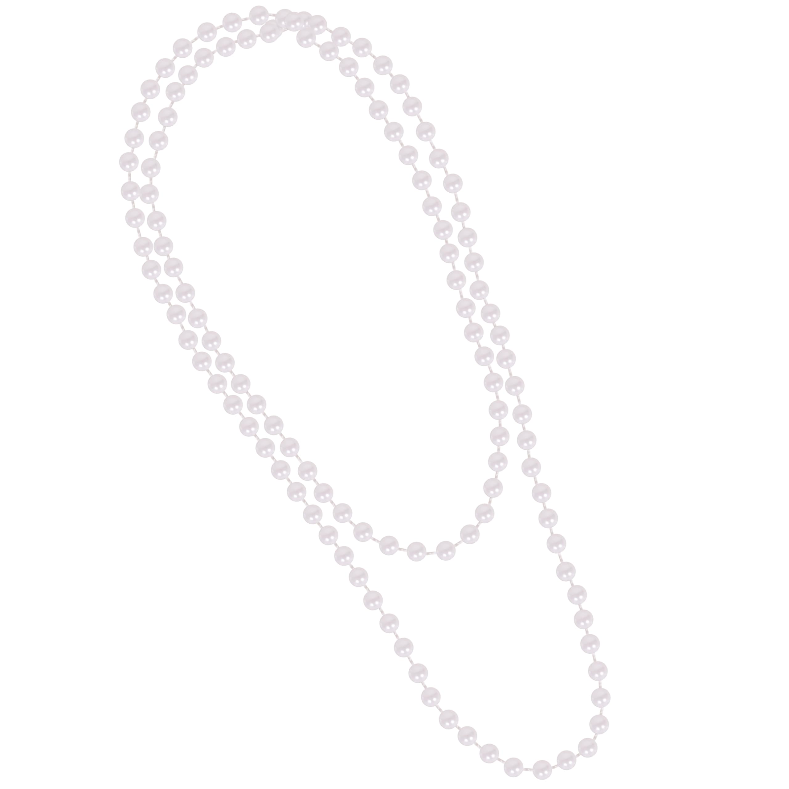 KangarooVintage 48" Flapper Pearl Necklace for Women (White, 1 Pack) - 1920s Costume Jewelry Accessory for Girls and Accessories for women - Strand Pearls Long Necklace