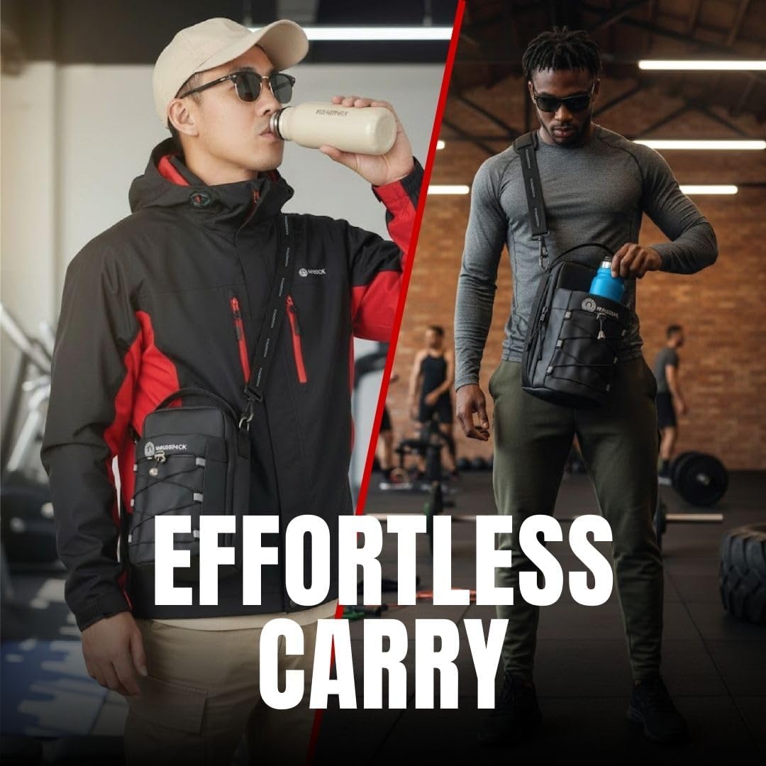 Magnepack Magnetic Gym Bag with Bottle Holder – Heavy-Duty Water Bottle Sling with Hook Strap, Multiple Pockets, Fits Most Racks - Image 4