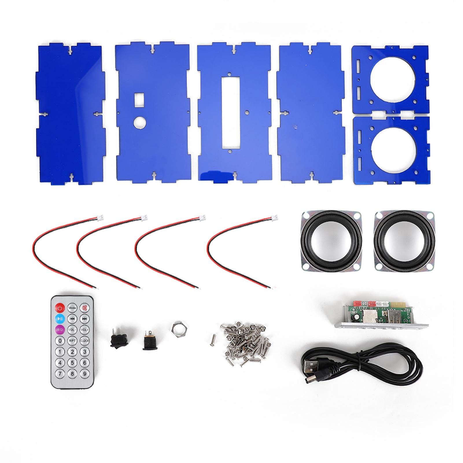 Bluetooth Speaker DIY Kit, 3W Stereo Sound Pack Portable Speaker, Wireless Power Amplifier with Remote Control(Blue)