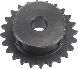 uxcell 24 Tooth Roller Sprocket B Type, 25 Chain, Single Strand 1/4" Pitch, 10mm Bore Black Oxide C45 Carbon Steel with Set Screws for ISO 04C