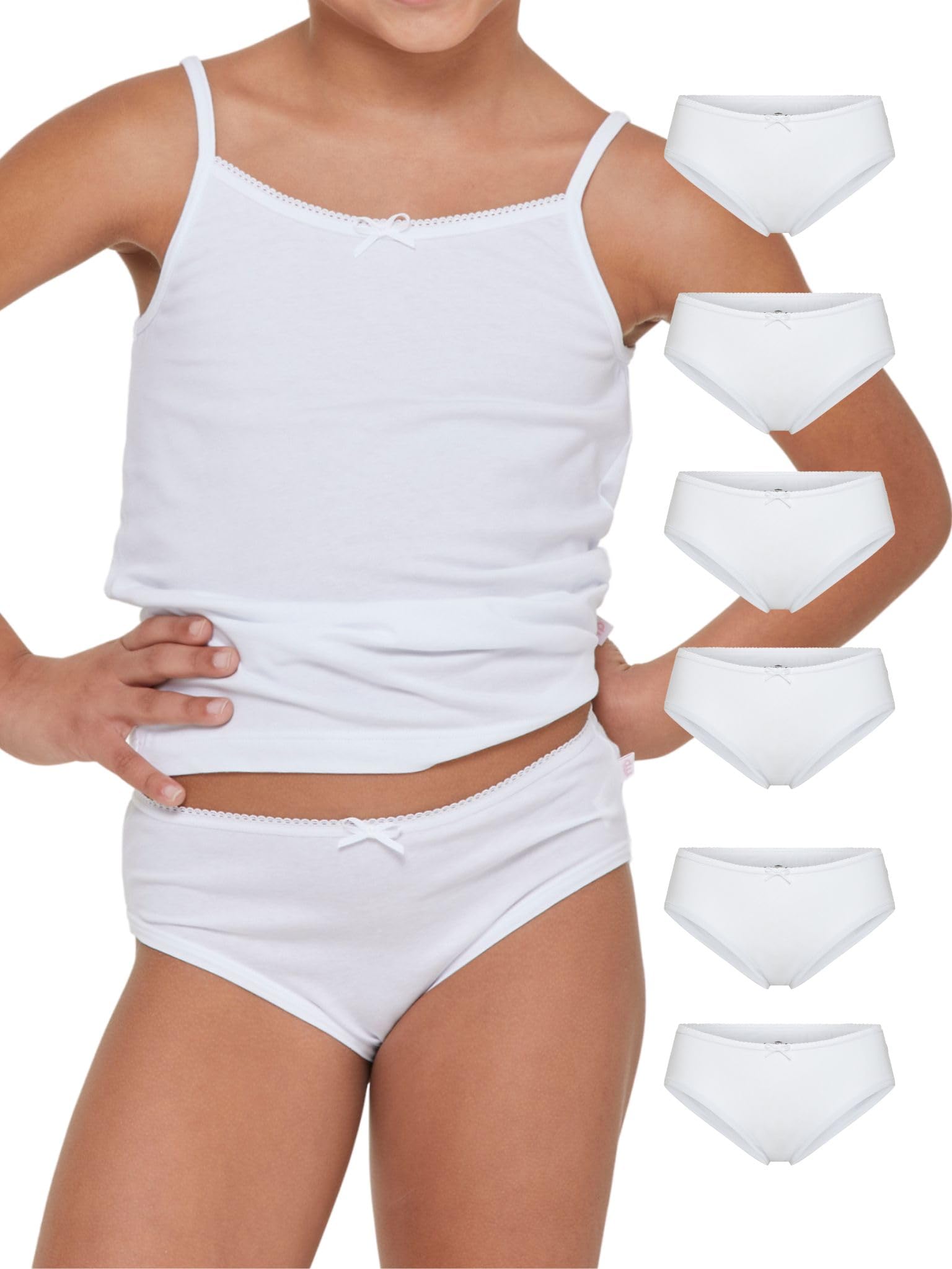 POMPEA 6 Pezzi Mutande Bambina in Cotone, Slip in Morbido Tessuto Jersey Elasticizzato con Cuciture Piatte