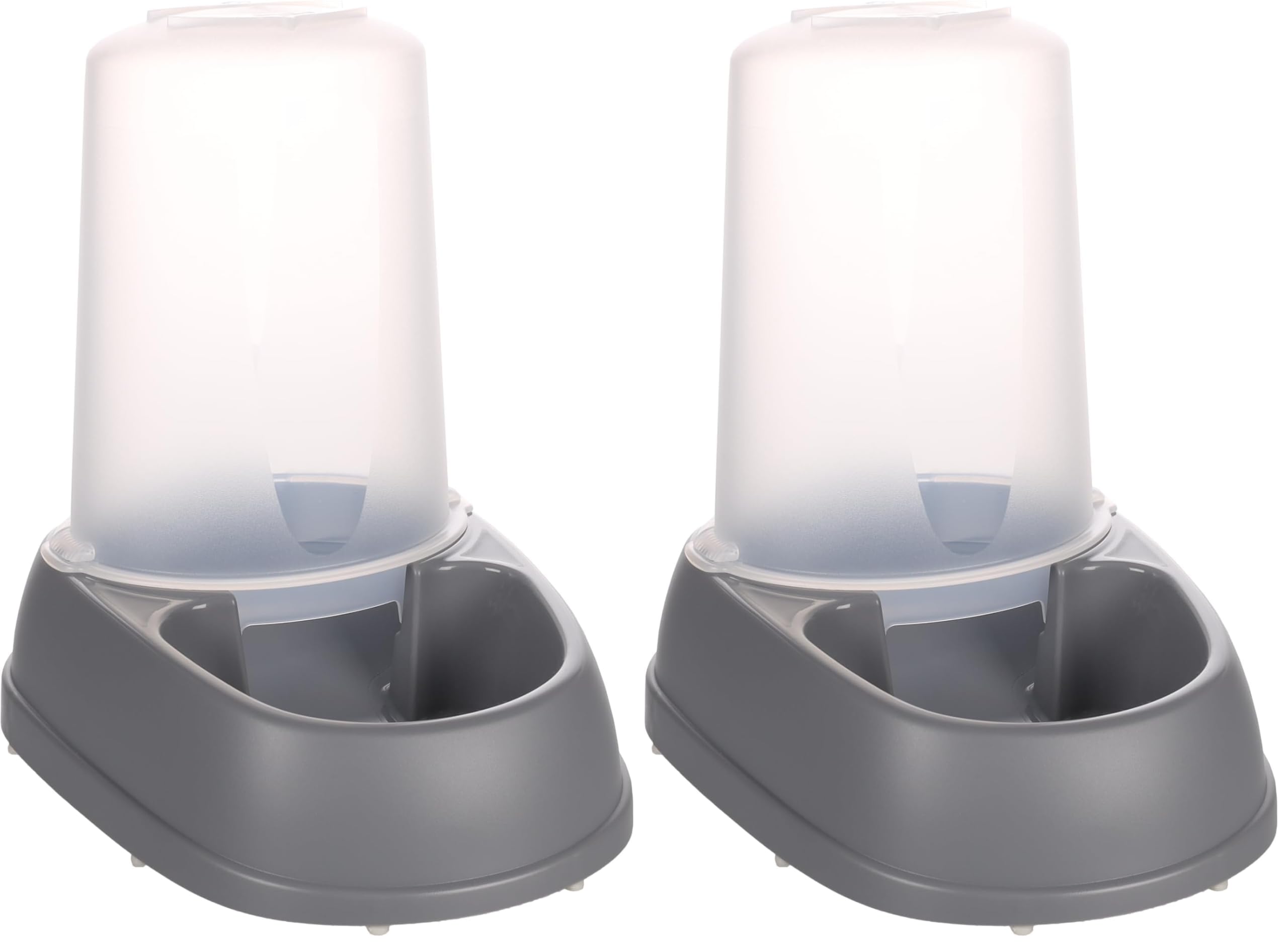 Automatischer Futter- und Wasserspender für Hunde und Katze - 2,5L - Futterautomat Katze - Futterspender Katze - Wasserspender Katzen Hunde - Flamingo Raja grau (Packung mit 2)