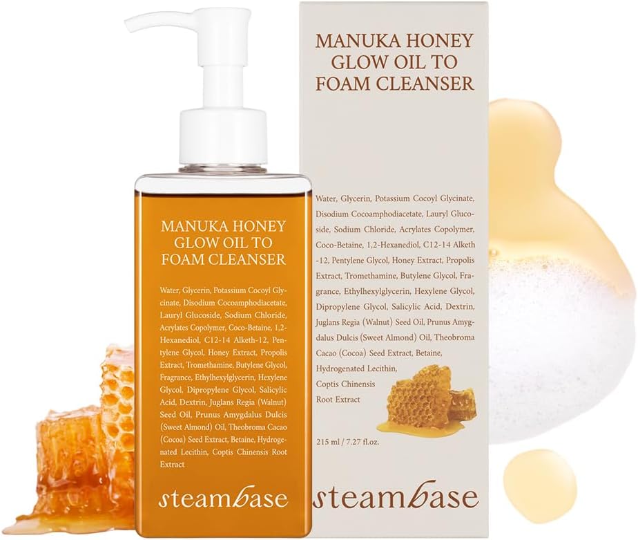 Steam Base Manuka Honey Glow Oil-to-Foam Cleanser, 8.5 fl oz
