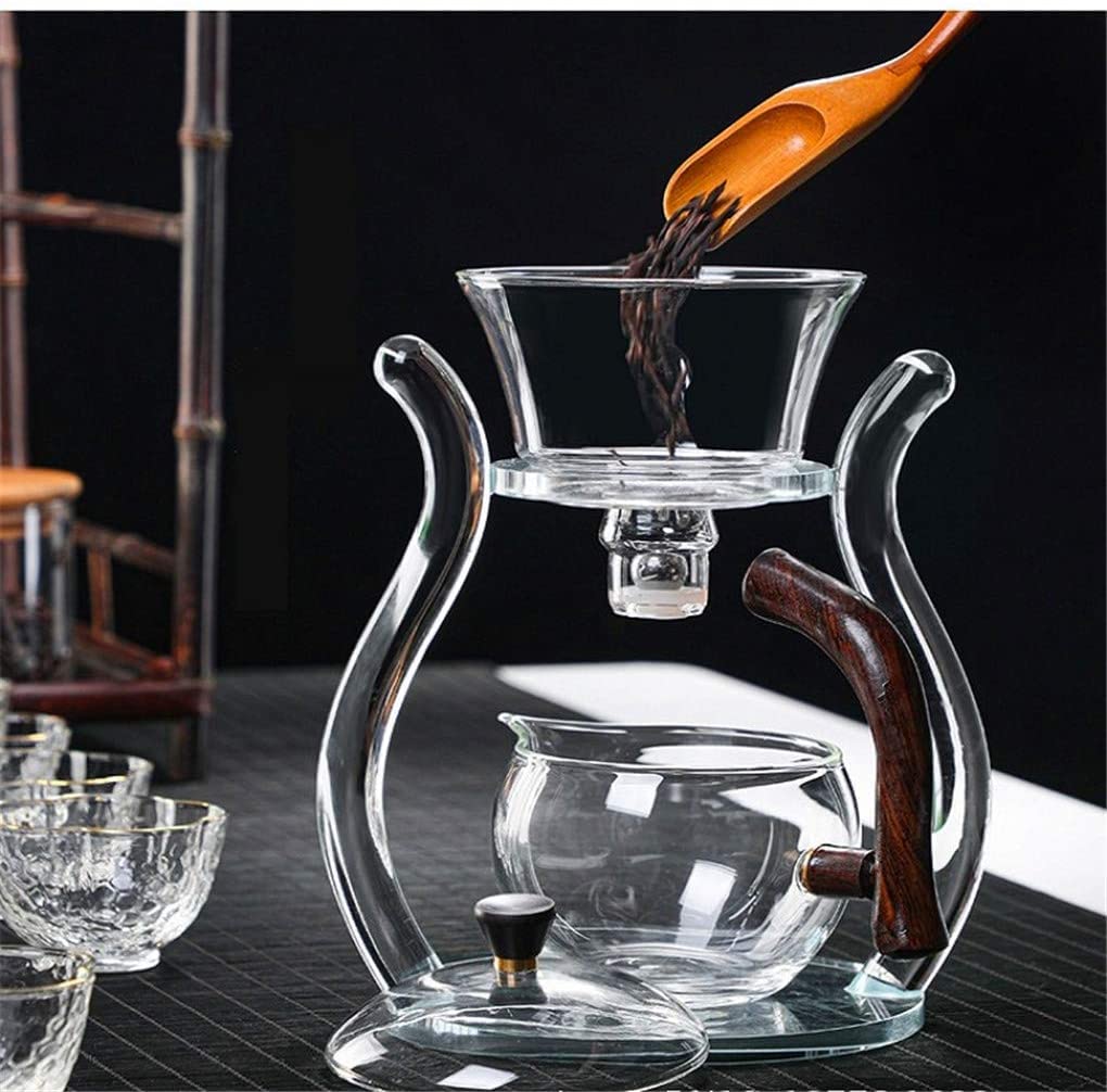 RORA Set di teiera in vetro automatico Lazy Tea Set magnetico rotante Kungfu resistente al calore, con 6 tazze da tè (teiera con 6 ciotole)