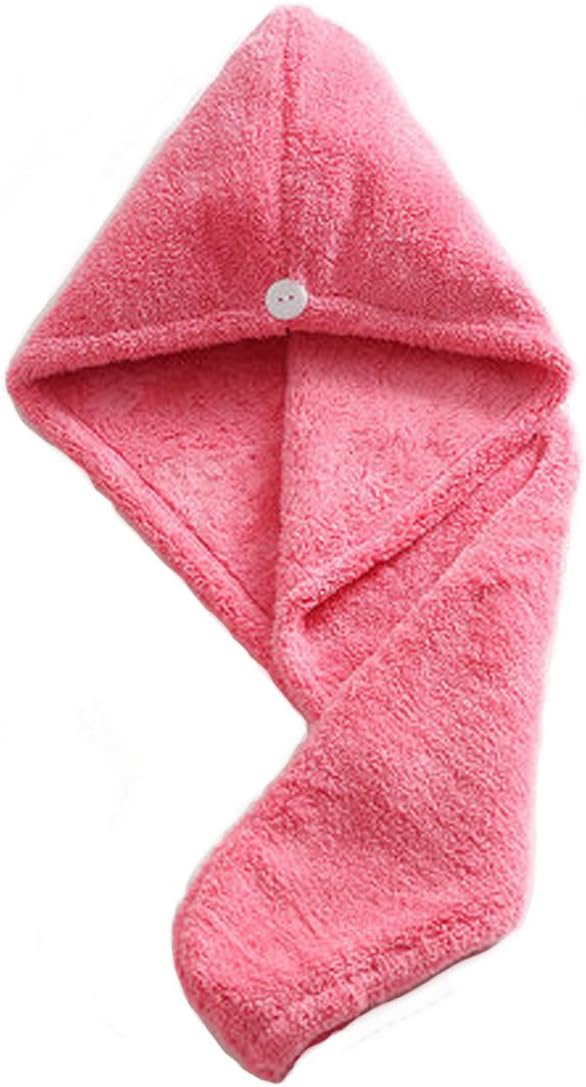 Topkey Microfiber Hair Turban Towel Wrap Super Absorbent Hair Towel for Kids and Adults for Long Short Hair Drying-Pink
