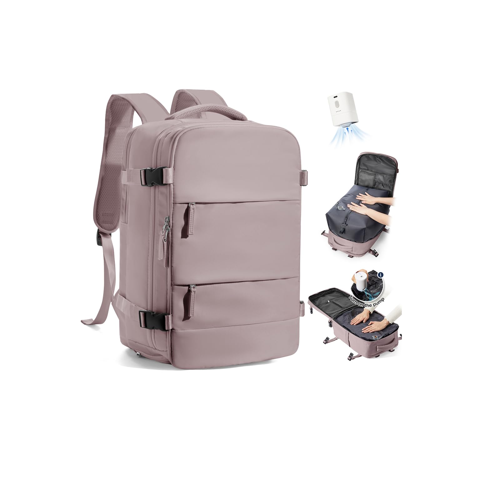 SZLX Zaino Ryanair 40x30x20 Sottovuoto con Pompa Zaino Ryanair 40x20x25 Donna Zaino da Viaggio Wizzair Bagaglio a Mano Uomo per Laptop da 14 Pollici Borse da Cabina 45x36x20 Easyjet con Porta Scarpe