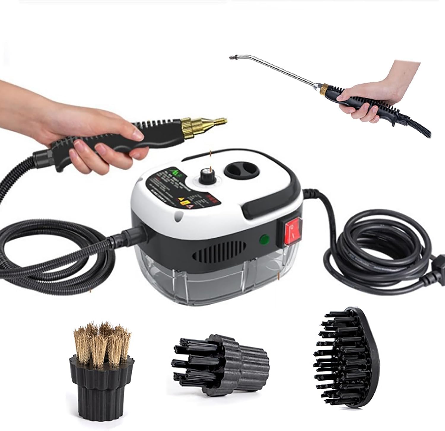 Hidrolimpiadora Multifunción De Alta Temperatura De 2500 W, Con Depósito De 1,2 L, Temperatura De Salida De Vapor De Hasta 105 °C, 3 Cepillos Y Boquilla Curvada Alargada, Para Aire Acondicionado