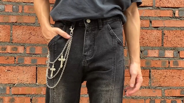 Amazon.com: Punk Wallet Chain, Gothic Cross Layered Jeans