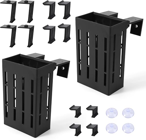 2pz Supporto per Piante d'Acquario, Plastica Cestini Regolabili Migliorati Piante da Acquario con 12 Ganci di Estensione e 4 Ventose per Acquari e Decorazioni Aquascape - 1