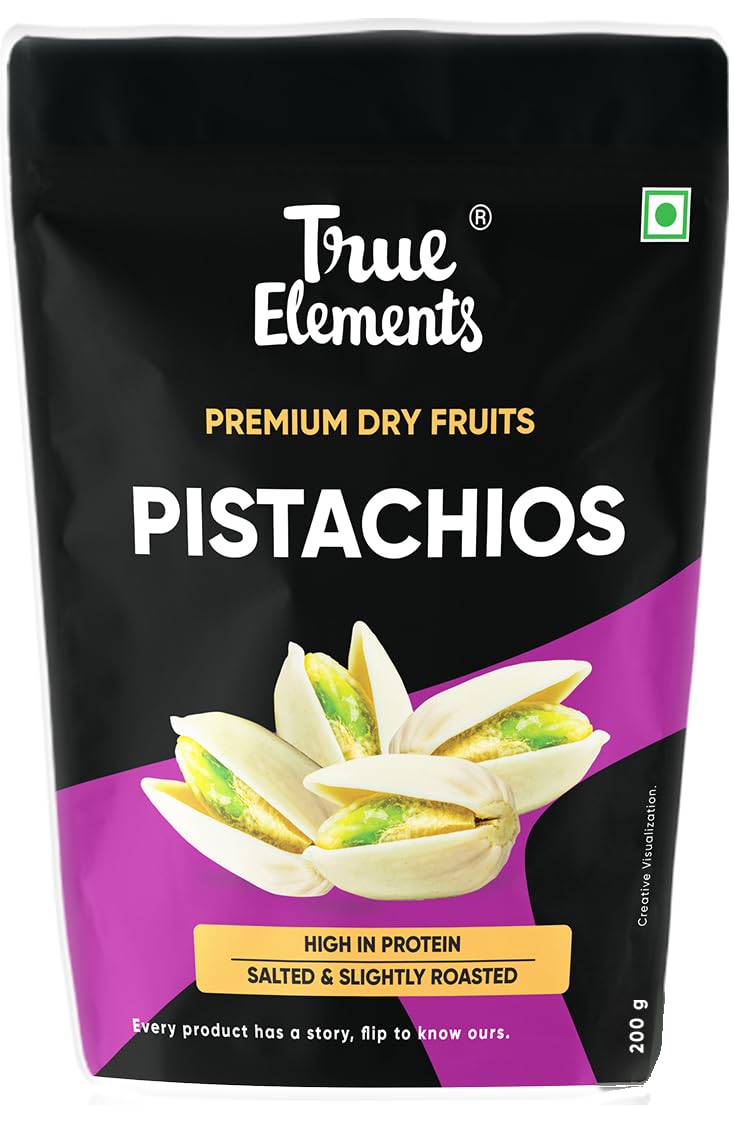 True Elements Pistachios 200gm | Premium Crunchy Pista | 100% Natural Dry Fruit | | Rich in Protein | Rich in Fibre | Healthy Snacks | Festive Snacking