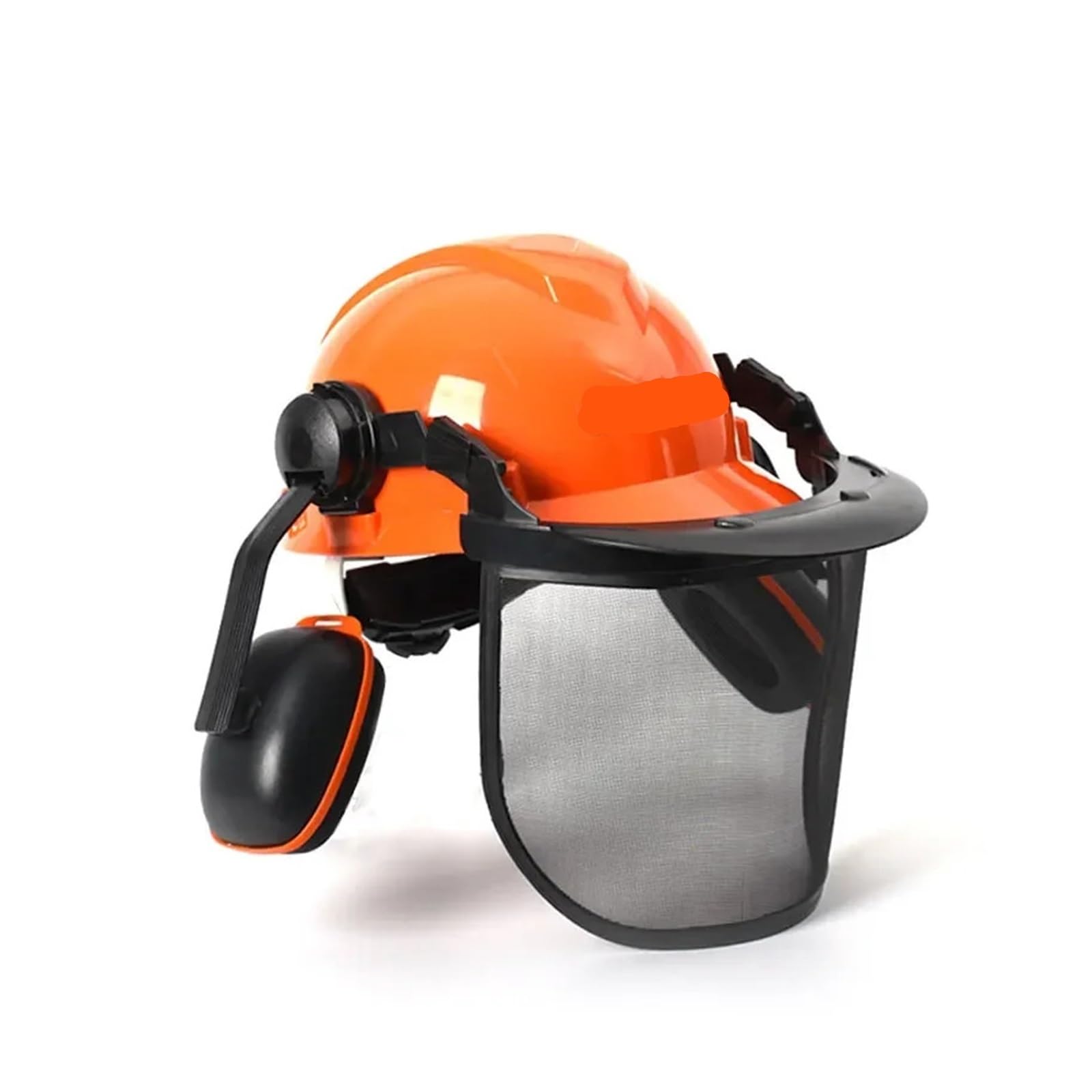 Generico Casco di Sicurezza 3 in 1 con Visiera in Rete e Cuffie | Casco ABS, schermo facciale in rete metallica regolabile, cuffie rotanti, misura testa 54-62cm(3in1 face mask(1pc))