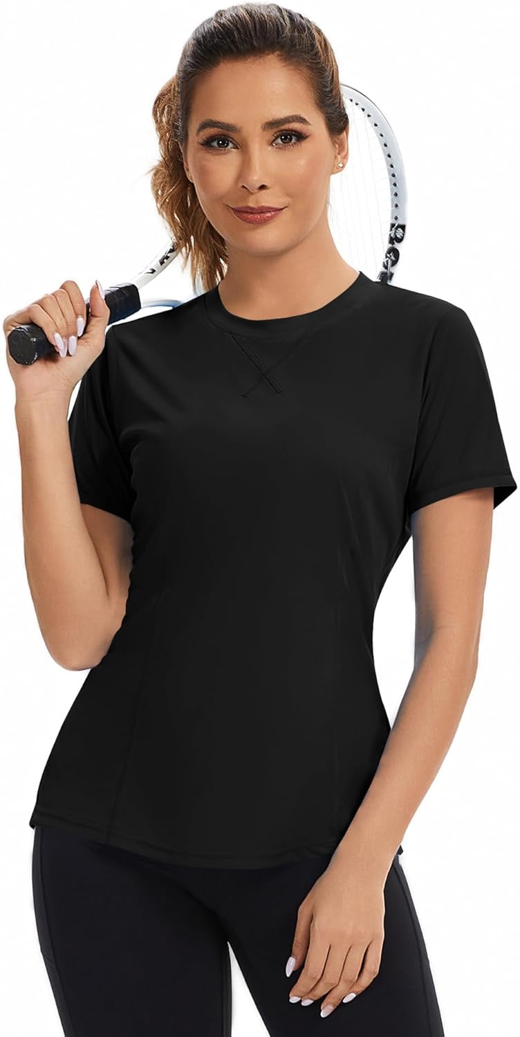 AVOOGUE Women's Short Sleeve Workout Tops Quick Dry Athletic UPF50+ Sun Protection Shirts Gym Hiking Running Yoga Clothes - Image 5