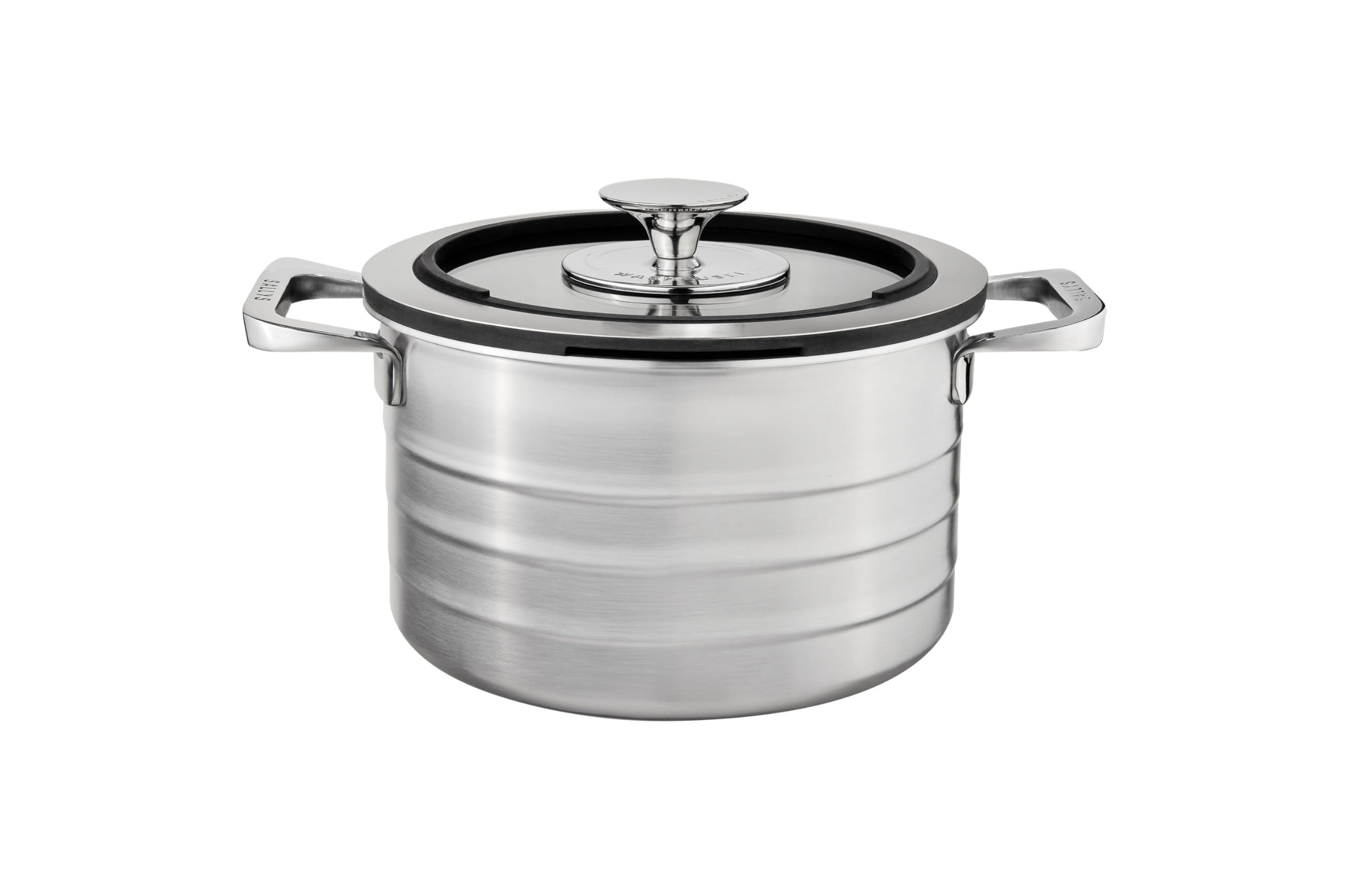 Sallys Edelstahl Kochtopfset Induktion "La Cucina", 9-teilig, Kochtopf Set mit multifunktionalem Glasdeckel, Innenskalierung, für alle Herdarten geeignet