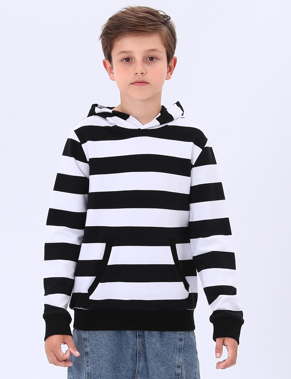 COSLAND Boys' Striped Hoodies Kids Cotton Long Sleeve Hooded Sweatshirts, X-Small-Large