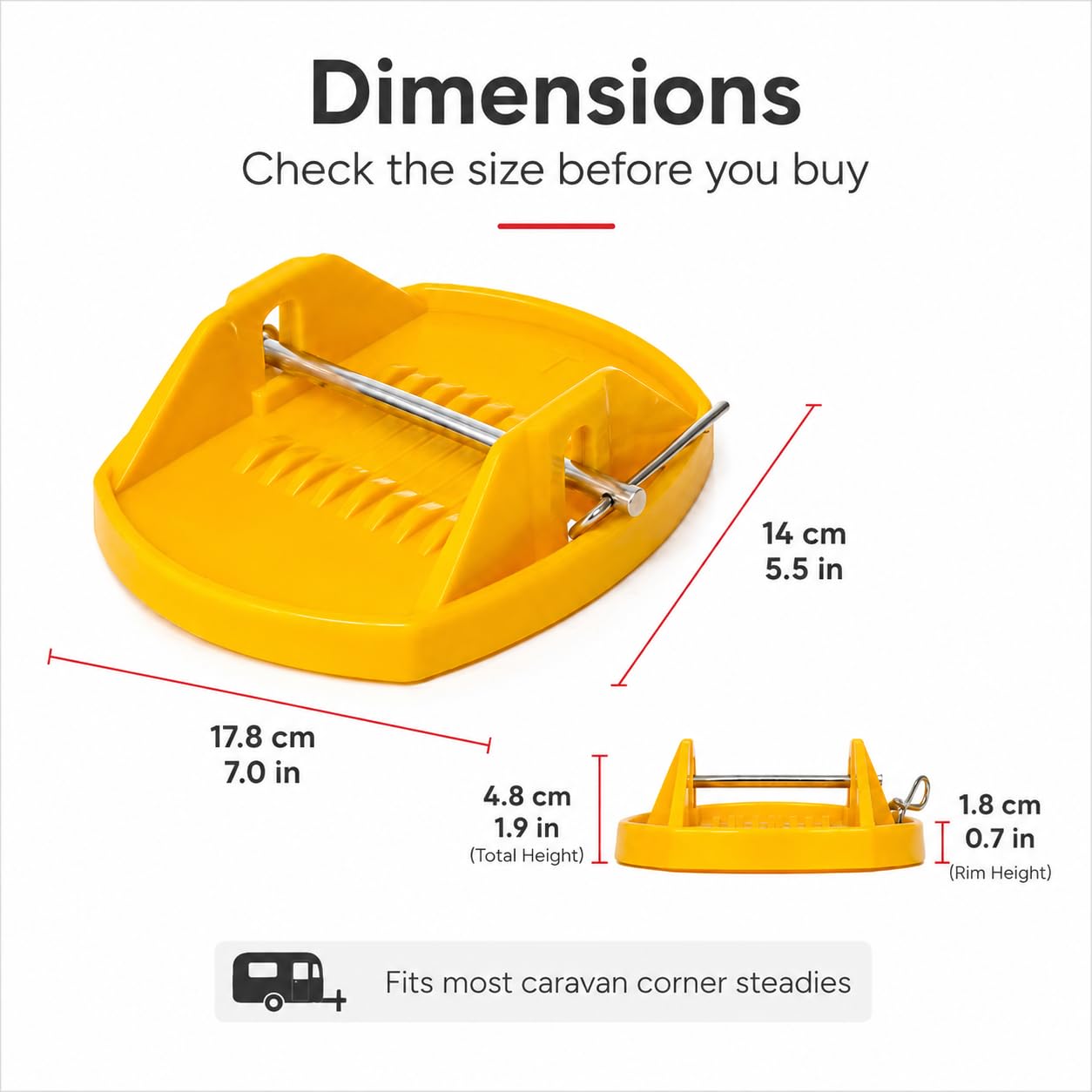 Lot de 4 patins de cric de caravane robustes pour éviter de s'enfoncer dans un sol mou, coussinets de stabilisation robustes et stables pour pieds de caravane avec broches