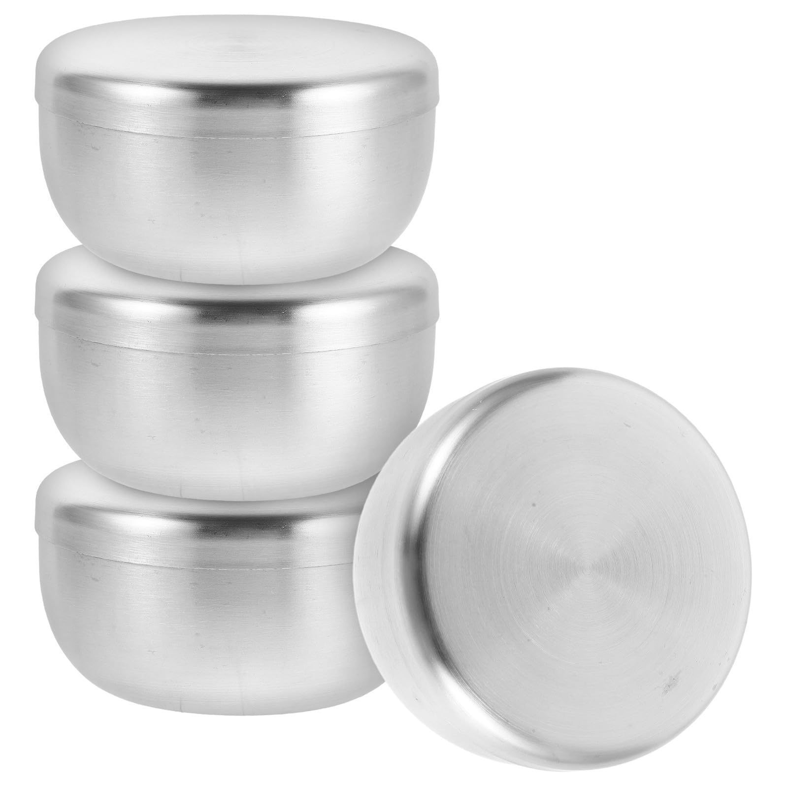Tazón de afeitar de acero inoxidable TOPBATHY portátil con tapa pack de 4