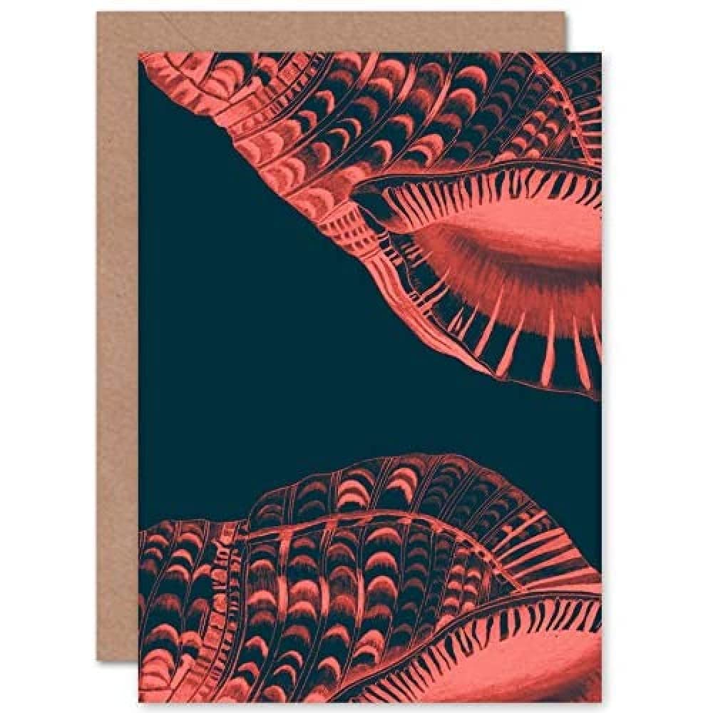 Wee Blue Coo Pink Seashell Patterned Greeting Card With Envelope Inside Premium Quality