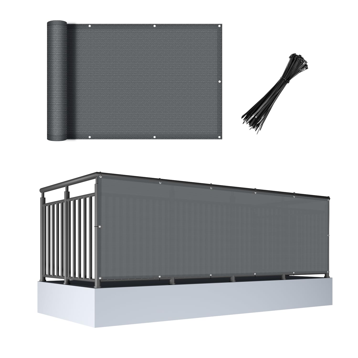 Cool Area Copertura per Recinzione per Balcone, in HDPE, con Occhielli, Protezione UV, Resistente alle intemperie, per Esterni, Cortile, terrazza, Veranda, Patio, ringhiera per Appartamenti, 9 x 30,5