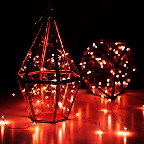 Miniatura 5 de YKB Paquete de 6 tiras de luces LED rojas con 20 mini LED en cable de cobre de 3.3 pies3.3 ft, luces de hadas alimentadas por 2 pilas CR2032