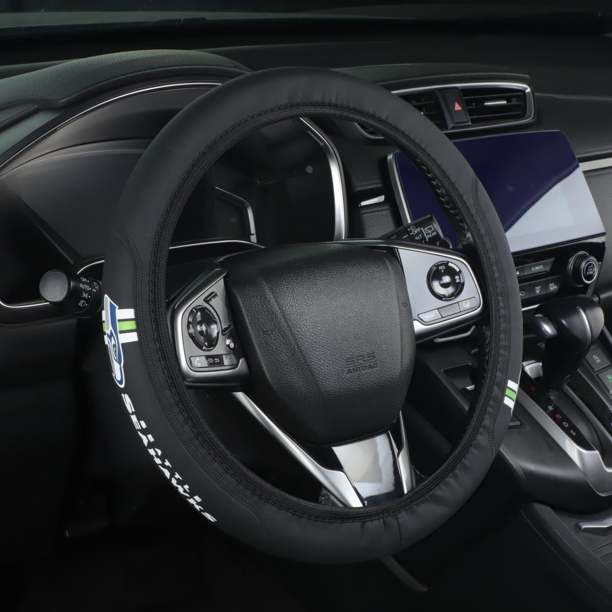 Funda para volante de automóvil Seahawks Sports Fans de 14 a 15 pulgadas, de cuero, apta para la mayoría de coches, SUV, camiones (SWC-BHY)