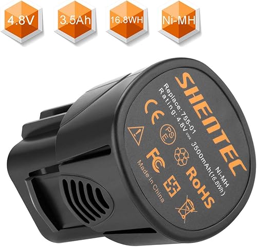Miniatura 4 de Shentec Paquete de 2 baterías de repuesto Dremel 5000755-01 de 3.5Ah 4.8V para Dremel 7300, Dremel 7300-PT, Dremel 7300-N/8, Dremel 755-01