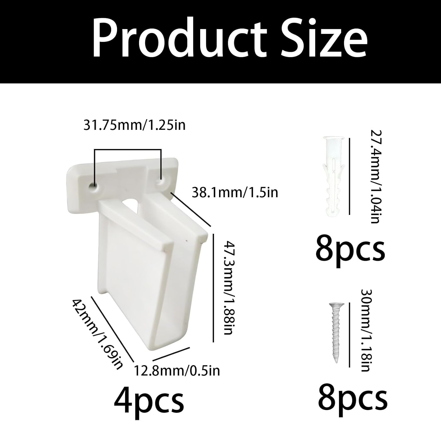 4 Pcs White Plastic Wire Shelf End Brackets with Fasteners for Wall-Mounted Closet Shelves