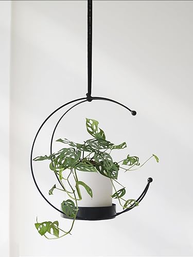 Maceta colgante de luna para plantas de interior, colgador de plantas de interior, soporte de maceta colgante de metal para decoración de pared