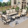 Patio Furniture Set 5 pcs Outdoor Patio Furniture 3 Seat Sofa 2 Swivel Chairs 2 Ottomans and 575 Extra Thick Cushion Patio Conversation Set for Garden Backyard DeckBeige