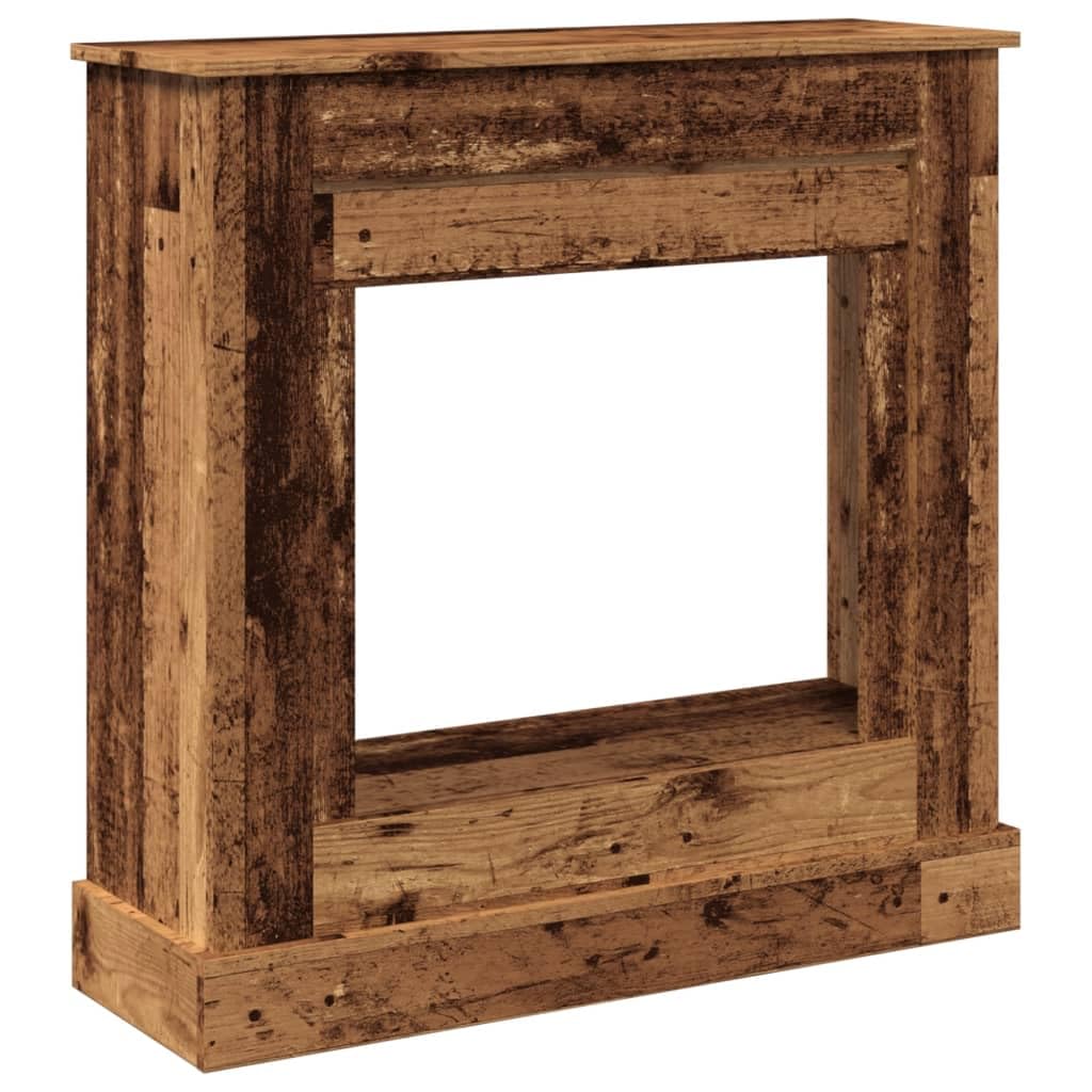 Vidaxl Old Wood Fireplace Surround, Fire Surround Only Compatible With Led Flame, Fireplace Frame For Living Room Hallway, Engineered Wood