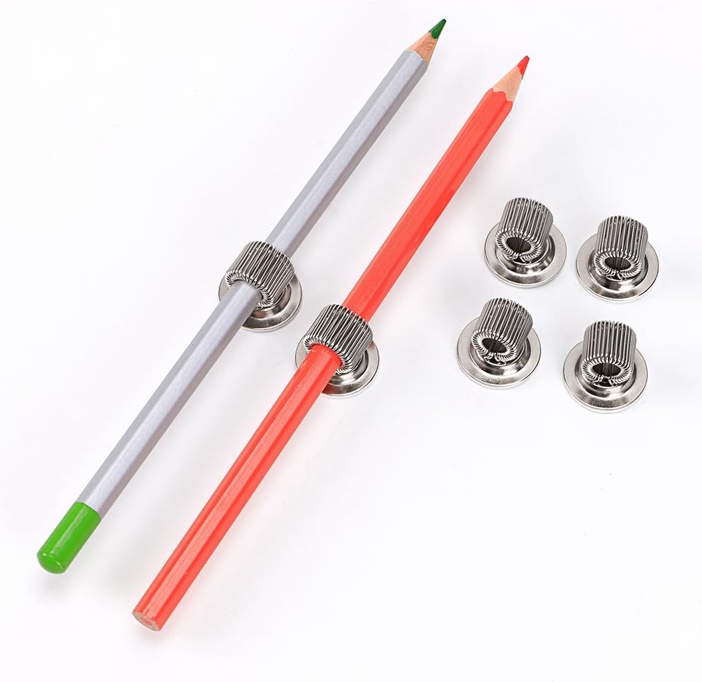 BTSKY ® 6PCS Stainless Steel Pen Holder Clips- Self Adhesive Pen Pencil Holder Pen Clip Holder with Adjustable Spring Loop Fit any Size Pens Markers Use in Home Office Whiteboard Kitch Car