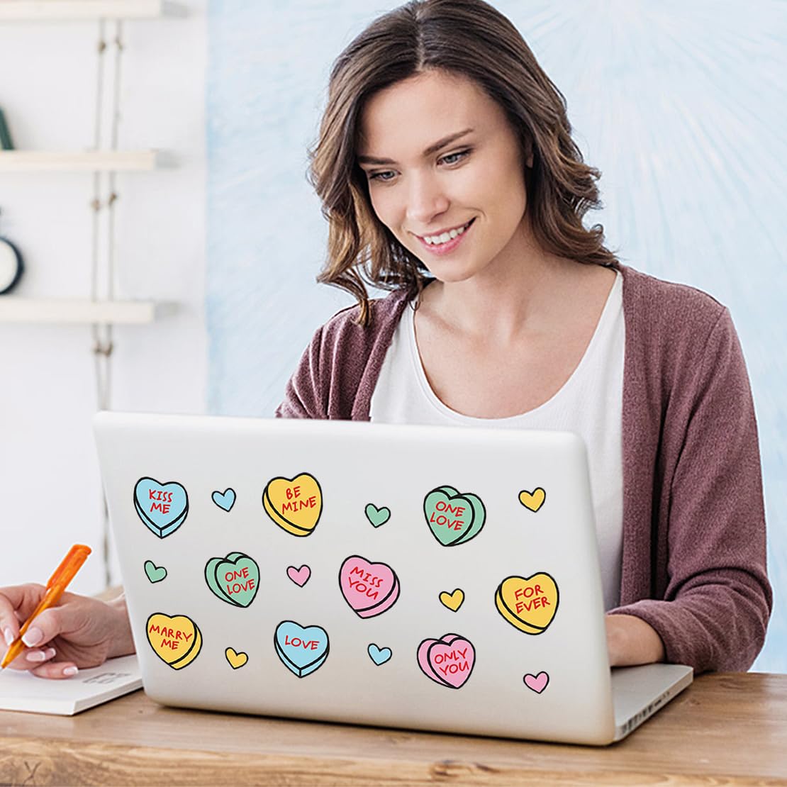 5 fogli UV DTF Tazza Wrap Transfer Sticker Impermeabile Cuore Cancelleria Tema Creatività Trasferimento Adesivo Rub on Trasferimento Tazza Avvolgere Trasferimento Sticker per bicchieri di vetro da 16