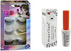 Kit Cartela 3 Pares de Cíilios Postiços + Cola Para Cilios Incolor A Prova Dagua Profissional