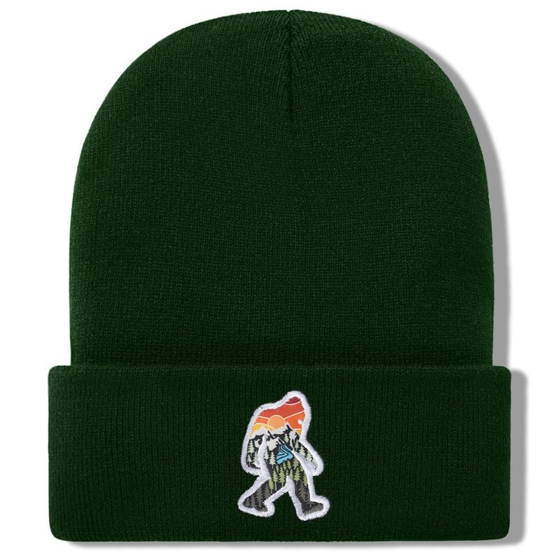 Image of Bigfoot Beanie for Men - Sasquatch Hat Winter Knit Cuffed Beanie for Women - Bigfoot Gifts for Christmas & New Year