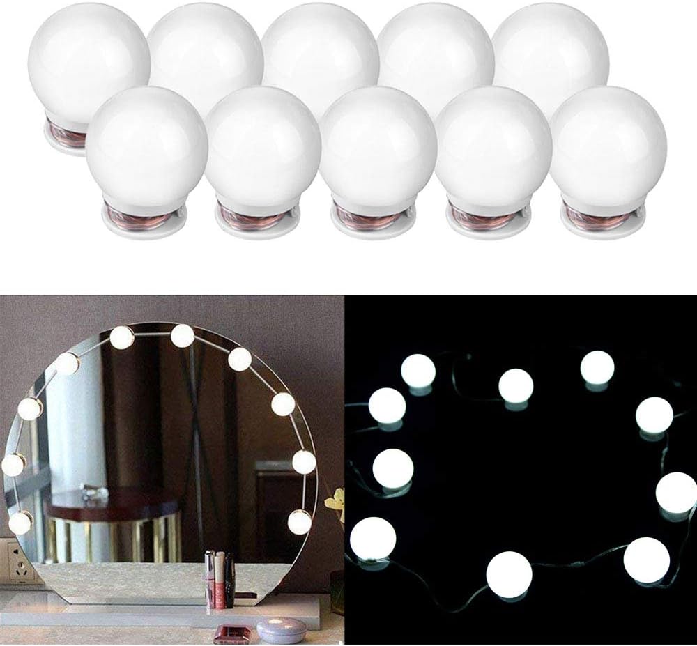 Ciojio Hollywood Style LED Vanity Lighting Fixtures Mirror Makeup Lights Kit 10 Led Bulbs with Touch Dimmer and Memory Function Decorative Light Bulb for Dressing/Cosmetic Table, Bathroom
