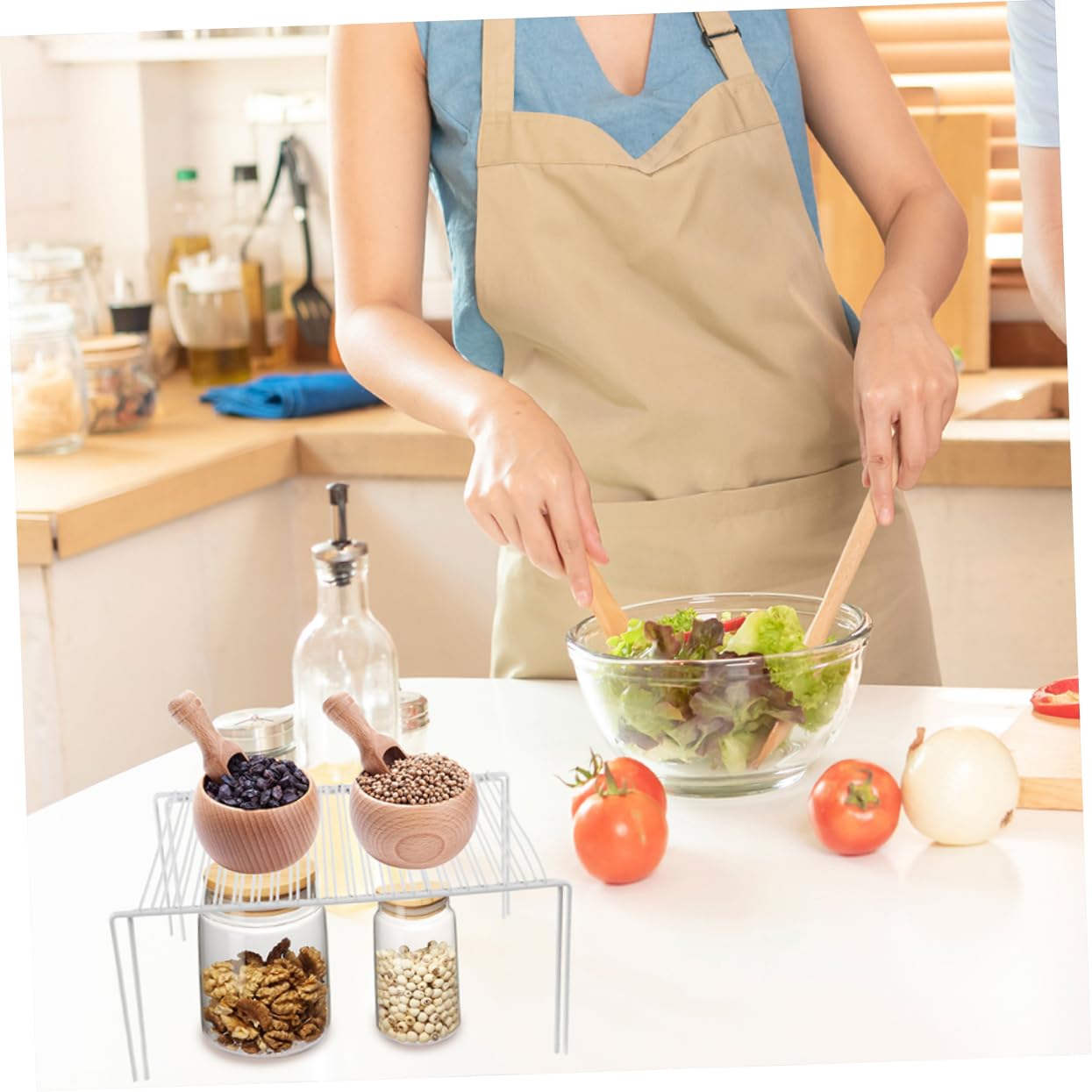Alipis Organizer Cucina Allungabile in Metallo Bianco per Armadio | Ripiano Superficie Estensibile, Portata Elevata e Struttura Anti-deformazione, Stile Moderno Pulito