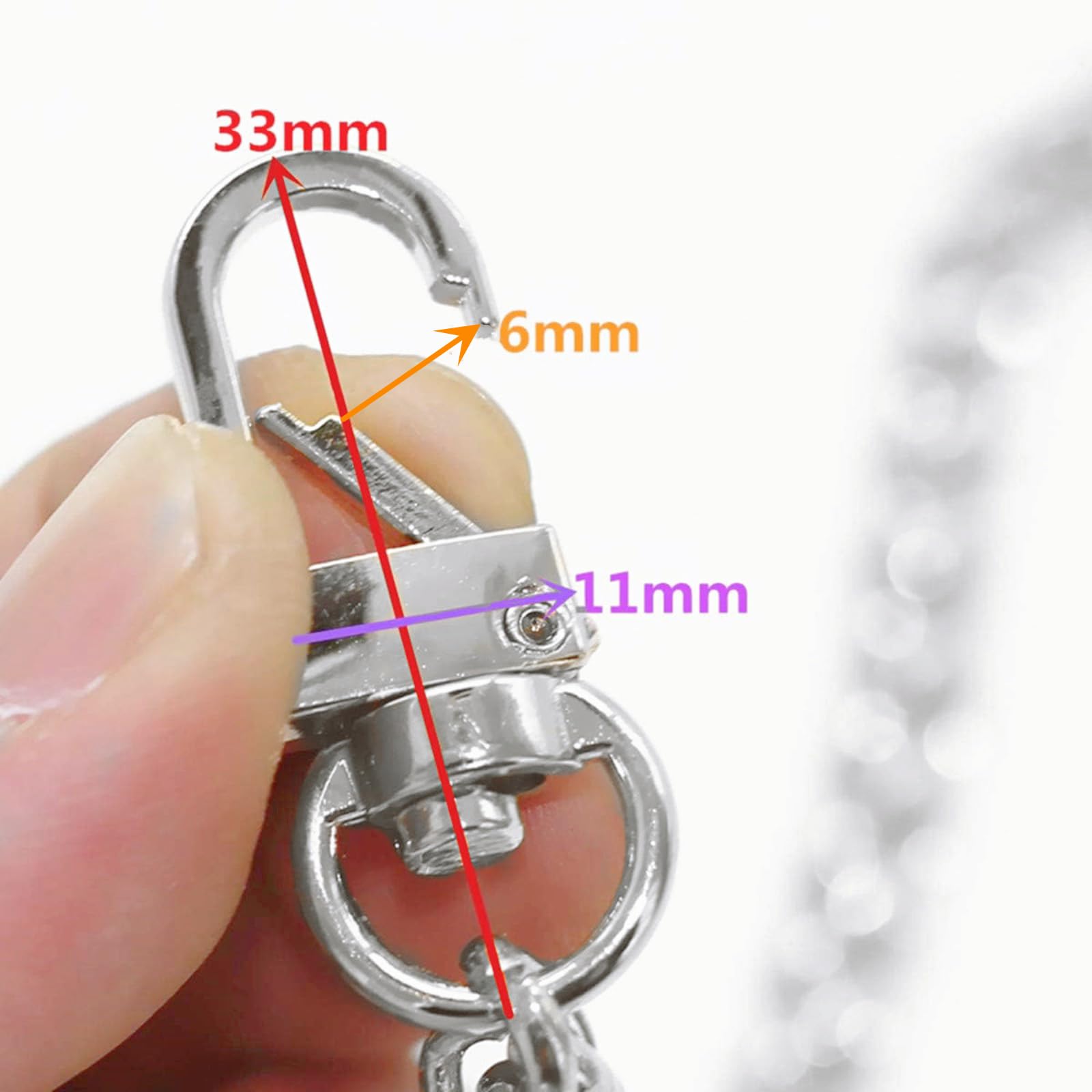 WEICHUAN 47" DIY Iron Flat Chain Strap Handbag Chains Accessories Purse Straps Shoulder Cross Body Replacement Straps, with Metal Buckles (Silver) 1