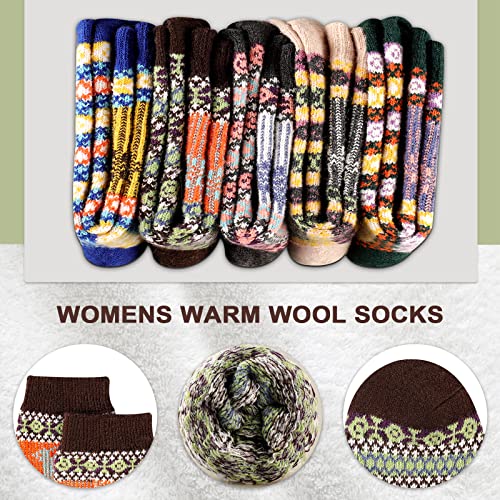Image of Heatuff Women's Winter Wool Socks Warm Soft Full Cushion Crew Socks (5 Pairs)