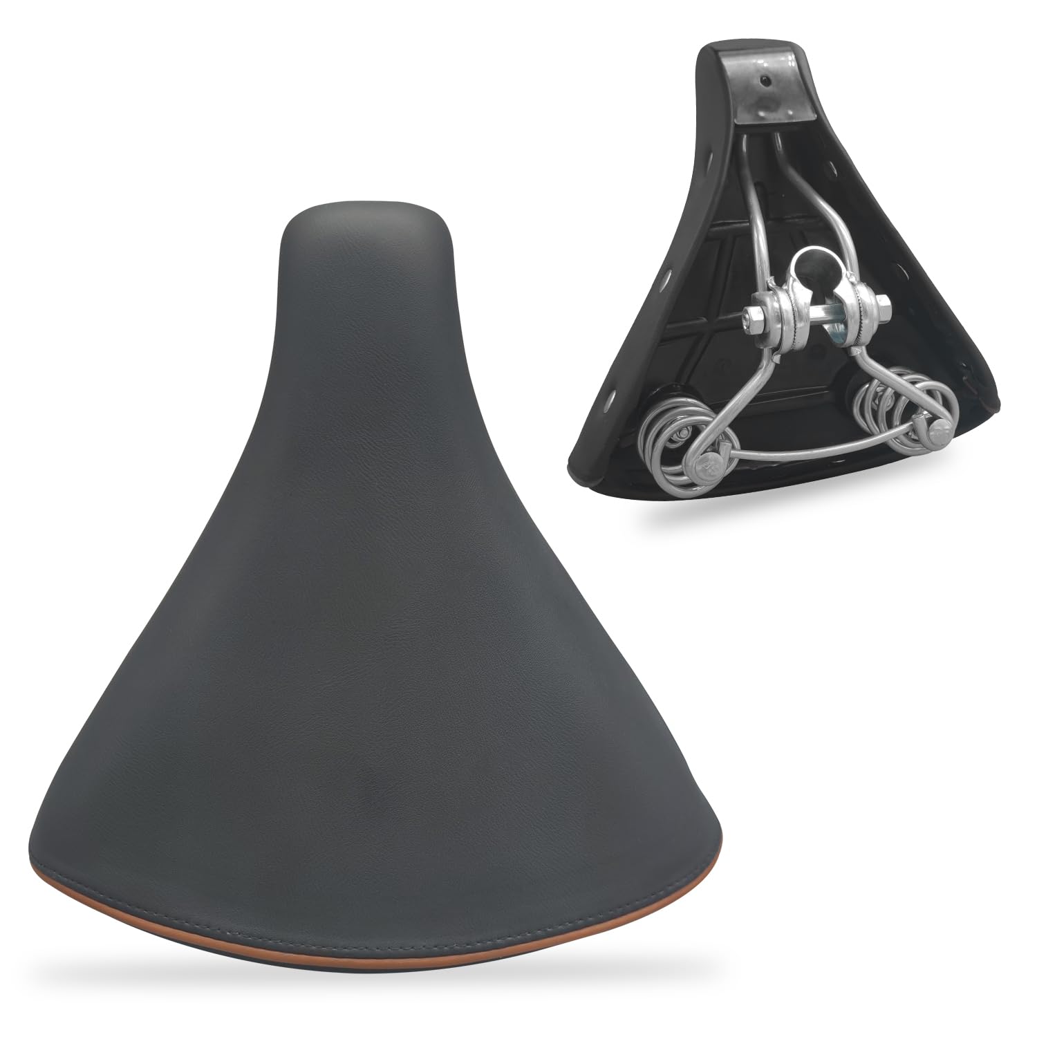 BOOSDEN Comfortabel Fietszadel voor Heren en Dames - Zacht, Waterdicht PU-Lederen Veerzadel Met Gel - Ideaal voor Mountainbike, Racefiets, Hometrainer - Bruin