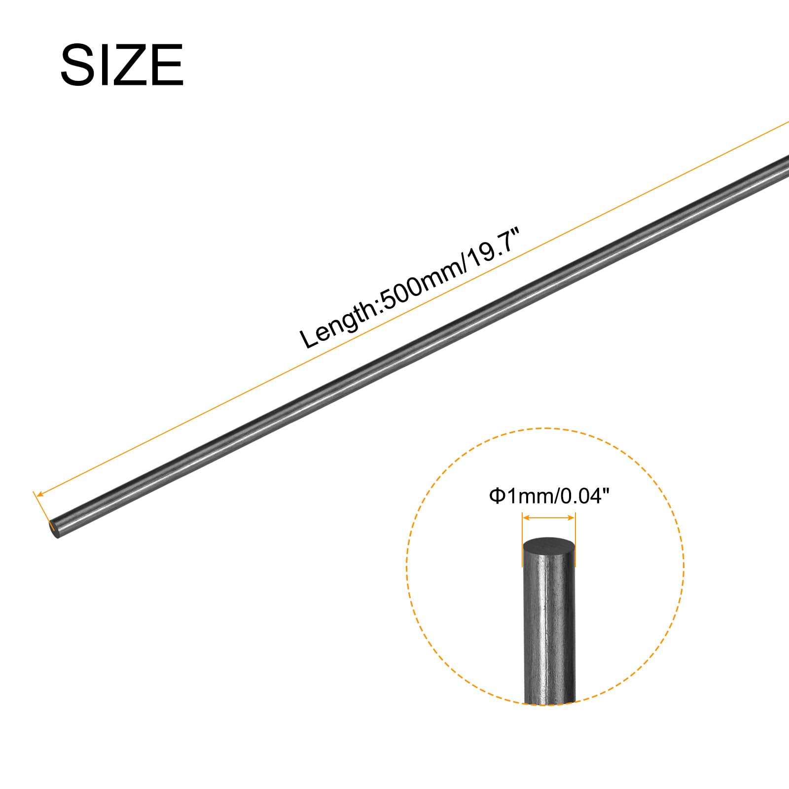 QUARKZMAN Kohlefaserstab, 1mm x 500mm für RC Flugzeug DIY Werkzeug Flügelrohr Quadcopter Arm, Packung mit 8 Stück