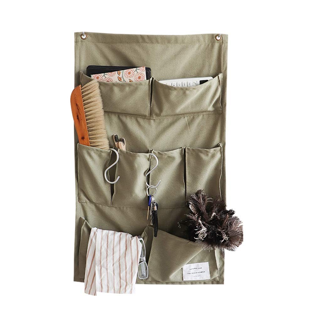 Sac de rangement suspendu en toile épaisse verte pour porte