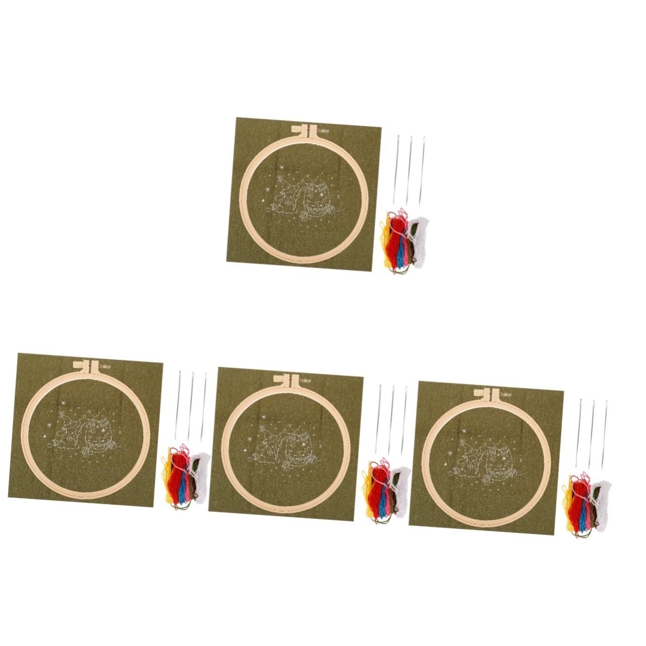 NUOBESTY 4 Sets Kit De Bordado Juego De Cuentas Aro De Punto De Cruz Coser Kit De Costura De Viaje Maquina De Bordar Kits De Bordado Con Aguja Perforadora Kit De Manualidades El Plastico