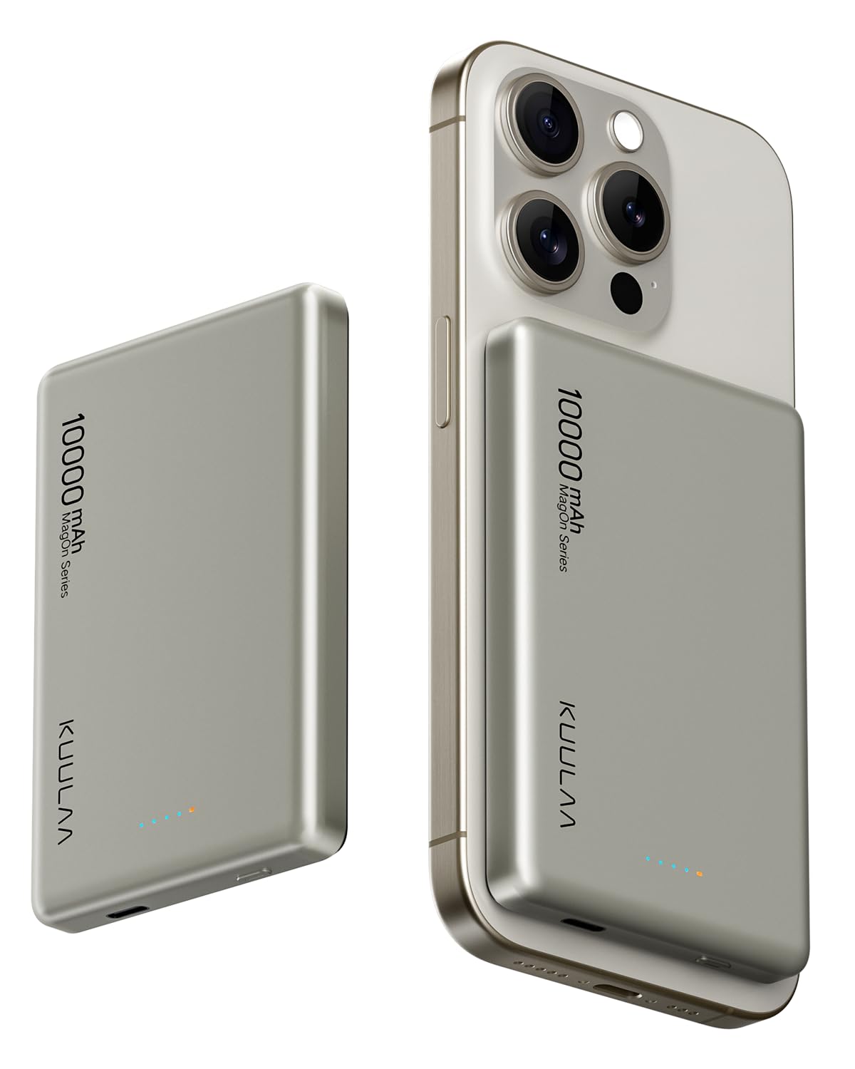 Kuulaa Magsafe Battery Pack 10000mAh Slim Magsafe Portable Charger 0.47in Magnetic Wireless Apple Portable Charger 20W USB-C Power Delivery Power Bank for iPhone 16/15/14/13/12 Serie, Titanium