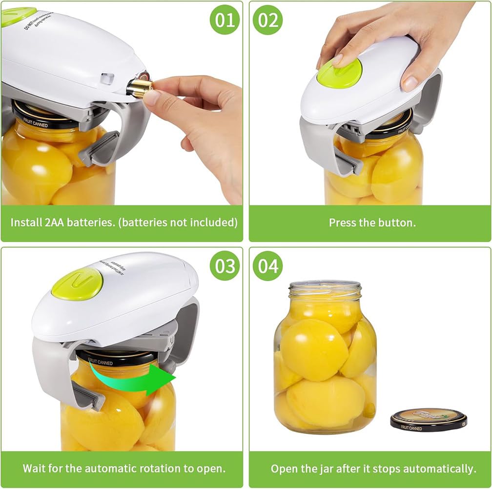 Elektryczny otwieracz do puszek – automatyczny otwieracz do puszek kuchennych jednym dotknięciem z funkcją automatycznego zatrzymywania dla płynnego i regularnego cięcia krawędzi
